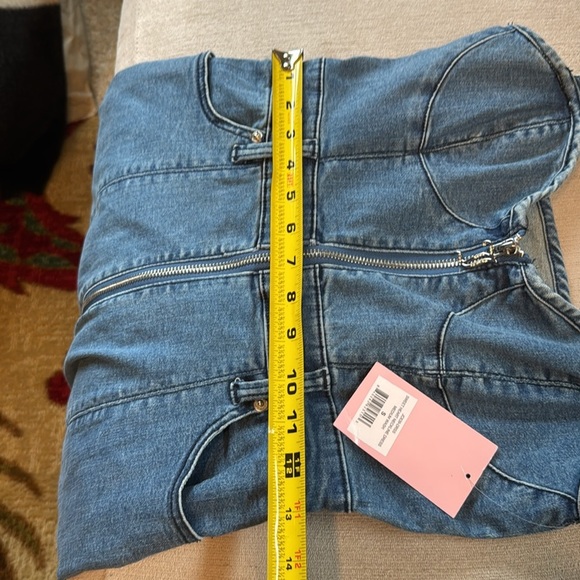 Juicy Couture NWT Sweetheart Neckline Dark Wash Denim Mini Short Dress - Picture 8 of 11